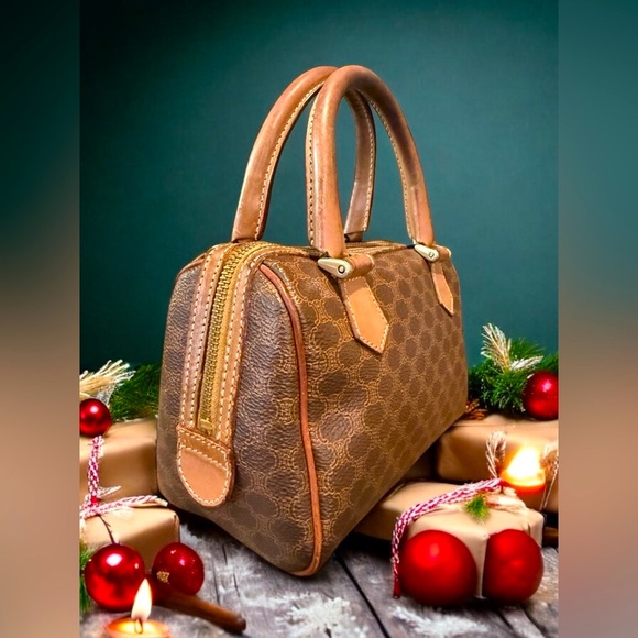 Celine Triomphe Macadam Rare Vintage Mini Boston EUC Approximately 7.5”x4” - Picture 4 of 14